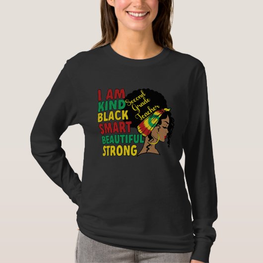 Black 2nd Grade Teacher African American 2nd Grade T-shirt (Voorkant)