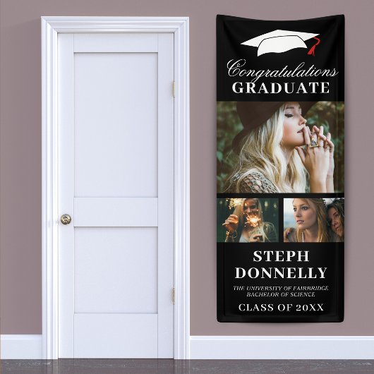 Black 3 Afbeelding Graduation Party Banner