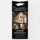 Black 3 Afbeelding Graduation Party Banner (Verticaal)