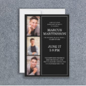 Black 3 Foto Modern Graduation Party Kaart