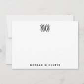 Black 3 Initiaal Vine Script Monogram DIY BG Bedankkaart (Voorkant)