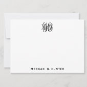 Black 3 Initiaal Vine Script Monogram DIY BG Bedankkaart