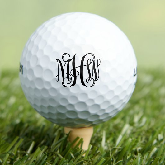 Black 3 Initiaal Vine Script Monogram DIY BG Golfballen