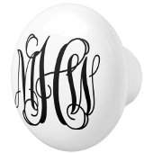 Black 3 Initiaal Vine Script Monogram DIY BG Keramische Knop
