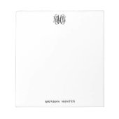Black 3 Initiaal Vine Script Monogram DIY BG Notitieblok (Voorkant)