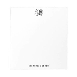Black 3 Initiaal Vine Script Monogram DIY BG Notitieblok