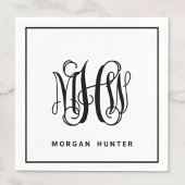 Black 3 Initiaal Vine Script Monogram DIY BG Servet