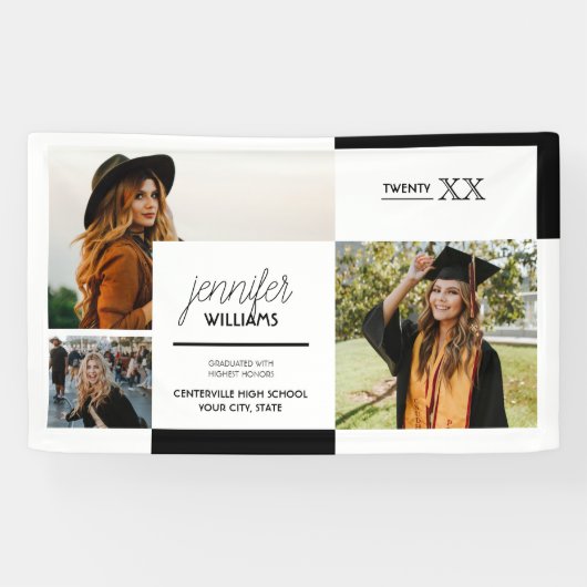 Black 3 Photo Afstuderen Banner (Horizontaal)