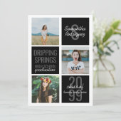 Black 3-Photo Fun Boxes Afstuderen Invitation Kaart (Staand voorkant)