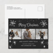 Black 3 Photo Merry-Briefkaarten voor kerstmis Feestdagenkaart (Voorkant / Achterkant)