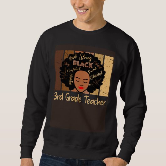 Black 3rd Grade Teacher Love African American Trui (Voorkant)