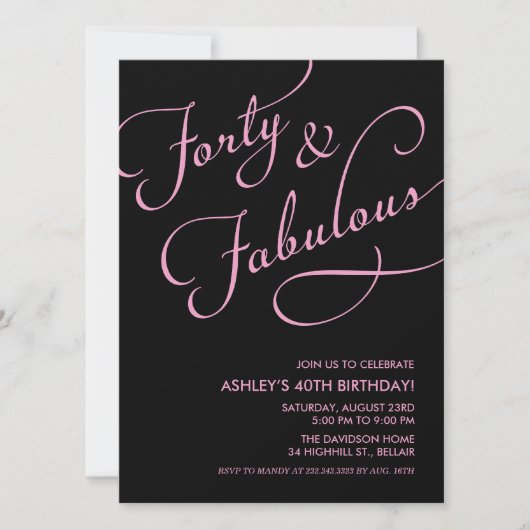 Black 40 en Fabulous Invitations Kaart (Voorkant)