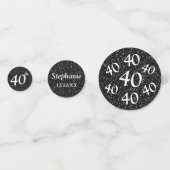 Black 40th Birthday Foto Confetti (Voorkanten)