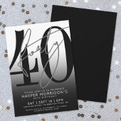 Black 40th Birthday Party Invitation Kaart