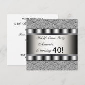 Black 40th Birthday Party uitnodiging (Voorkant / Achterkant)