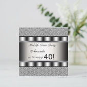 Black 40th Birthday Party uitnodiging (Staand voorkant)