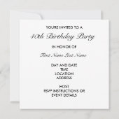 Black 40th Birthday Party uitnodiging (Achterkant)