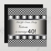 Black 40th Birthday Party uitnodiging (Voorkant / Achterkant)