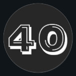 Black 40th Birthday Stickers<br><div class="desc">40e verjaardag,  zwart-wit over het thema op de heuvel Party des Favor and Celebration decor.</div>
