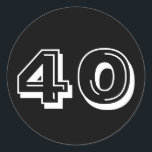 Black 40th Birthday Stickers<br><div class="desc">40e verjaardag,  zwart-wit over het thema op de heuvel Party des Favor and Celebration decor.</div>