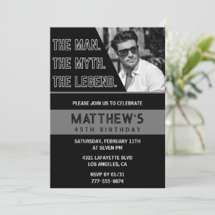 Black 45th verjaardagsuitnodigingen Het Man De Leg Kaart