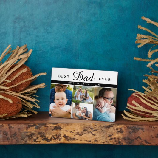 Black 4 foto's Beste vader ooit Vaderdag Fotoplaat (Zijkant)