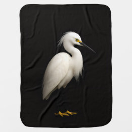 Black 4 Luxe blanket with Snowy Egret Inbakerdoek