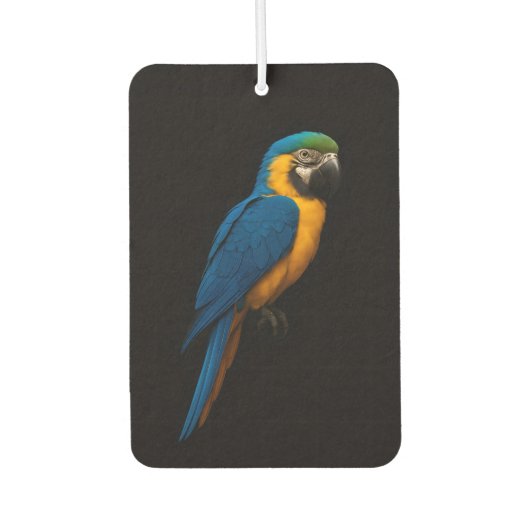 Black 4 Luxe Car Air Fresheners, Blue Yellow Macaw Luchtverfrisser (Voorkant)