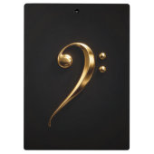 Black 4 Luxe Clipboard, Golden Bass Clef Klembord (Achterkant)