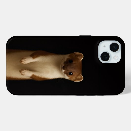 Black 4 Luxe, Elegant Weasel iphone 15 Plus case (Achterkant (horizontaal))