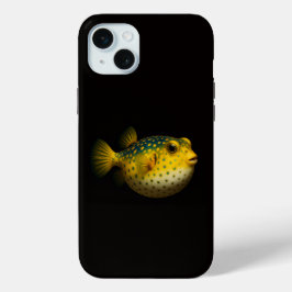 Black 4 Luxe, Exotic Yellow Putterfish iPhone 15 Mini Hoesje