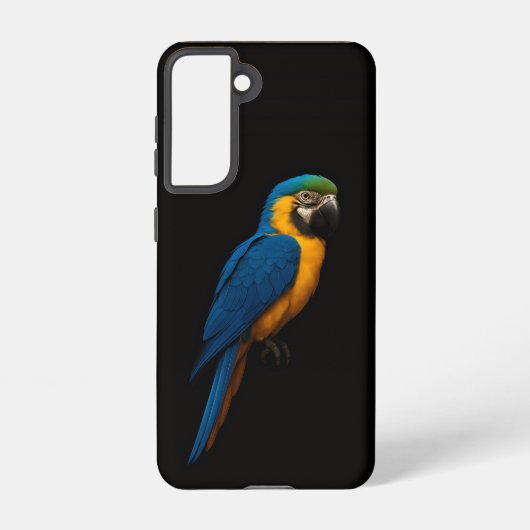 Black 4 Luxe  Galaxy S21 Case, Blue Yellow Macaw Samsung Galaxy Hoesje (Achterkant)