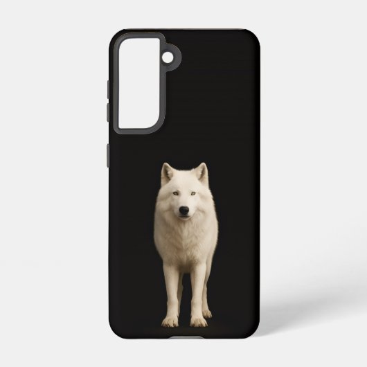 Black 4 Luxe Galaxy S21 Case, Ivory Arctic Wolf Samsung Galaxy Hoesje (Achterkant)