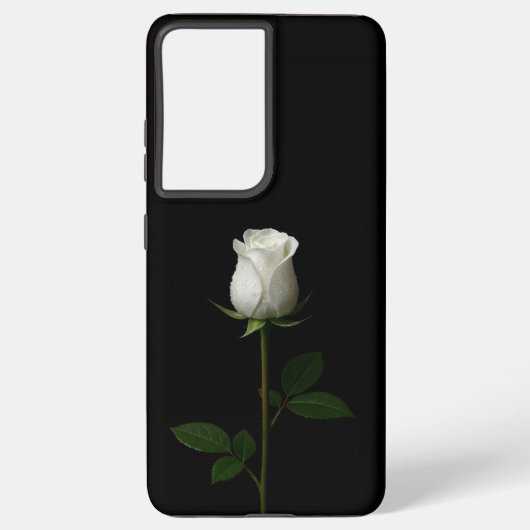 Black 4 Luxe Galaxy S21 Plus, Pure White Rose Samsung Galaxy Hoesje (Achterkant)