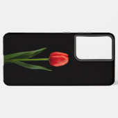 Black 4 Luxe Galaxy S21 Plus, Ruby Red Tulip Samsung Galaxy Hoesje (Achterkant horizontaal)