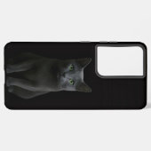 Black 4 Luxe Galaxy S21 Plus, Russian Blue Cat Samsung Galaxy Hoesje (Achterkant horizontaal)