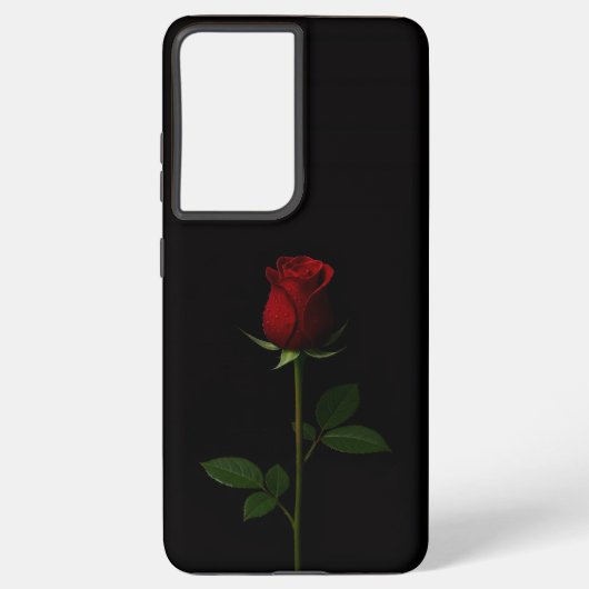 Black 4 Luxe Galaxy S21 Plus, Velvet Red Rose Samsung Galaxy Hoesje (Achterkant)