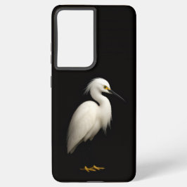 Black 4 Luxe Galaxy S21 Ultra, Elegant Snowy Egret Samsung Galaxy Hoesje