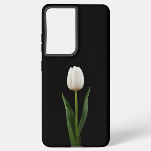 Black 4 Luxe Galaxy S21 Ultra, Pearl White Tulip Samsung Galaxy Hoesje (Achterkant)