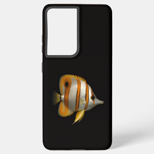 Black 4 Luxe Galaxy S21 Ultra, Reef Butterflyfish Samsung Galaxy Hoesje (Achterkant)