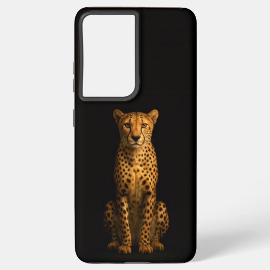 Black 4 Luxe Galaxy S21 Ultra, Sleek Cheetah Samsung Galaxy Hoesje (Achterkant)
