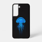 Black 4 Luxe Galaxy S22 Case, Neon Blue Jellyfish Samsung Galaxy Hoesje (Achterkant)