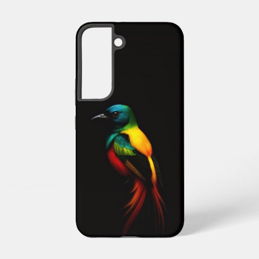 Black 4 Luxe Galaxy S22 Case, Rainbow Tail Bird Samsung Galaxy Hoesje (Achterkant)