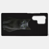 Black 4 Luxe Galaxy S22 Ultra, Russian Blue Cat Samsung Galaxy Hoesje (Achterkant horizontaal)