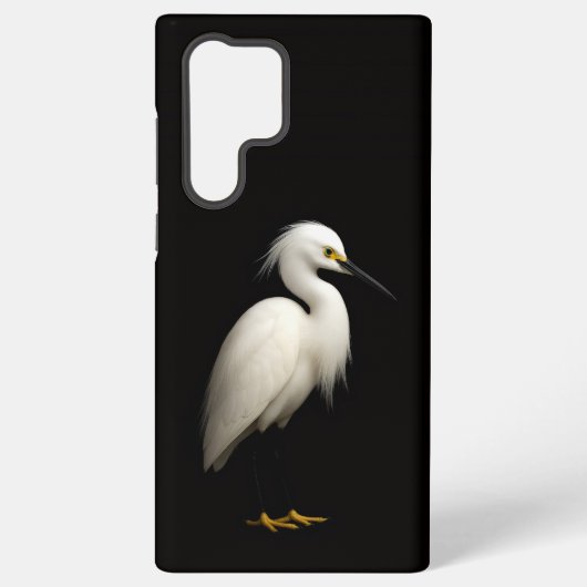 Black 4 Luxe Galaxy S22 Ultra, Snowy Egret Samsung Galaxy Hoesje (Achterkant)