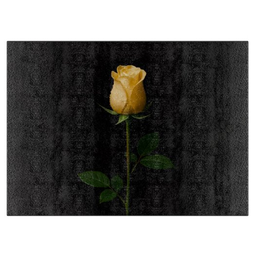 Black 4 Luxe Glass board Sunlit Yellow Rose Snijplank (Voorkant)