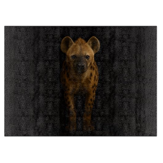 Black 4 Luxe Glass board Wild Spotted Hyena Snijplank (Voorkant)