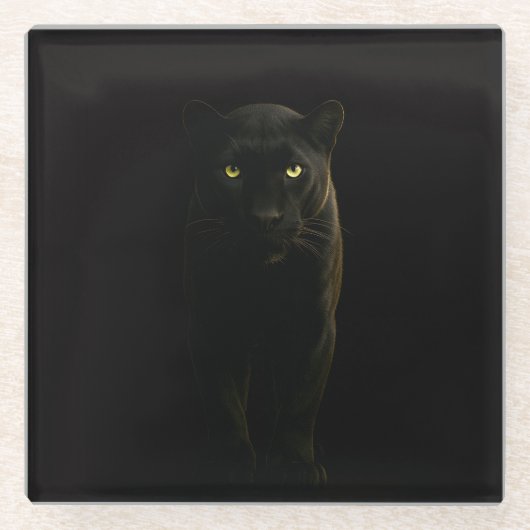 Black 4 Luxe Glass coaster, Black Panther Glazen Onderzetter (Voorkant)