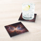 Black 4 Luxe Glass coaster, Butterfly Nebula Glazen Onderzetter (Schuin)