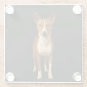 Black 4 Luxe Glass coaster, Classy Basenji Dog Glazen Onderzetter (Achterkant)